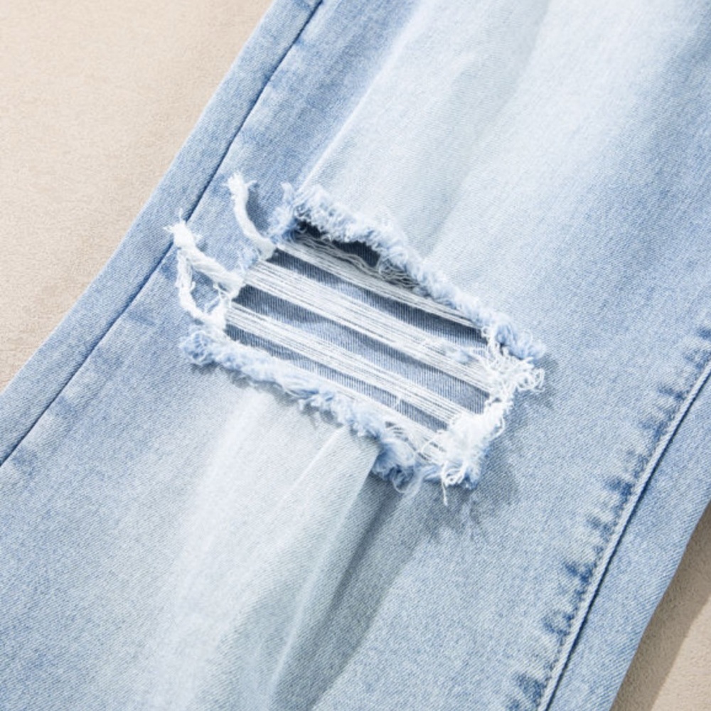 Beau Blue Light Wash Distressed Flare Jeans - Picture 12 of 13